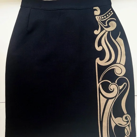 Gianni Versace Vintage Wool ArtDeco skirt black - Picture 2 of 7